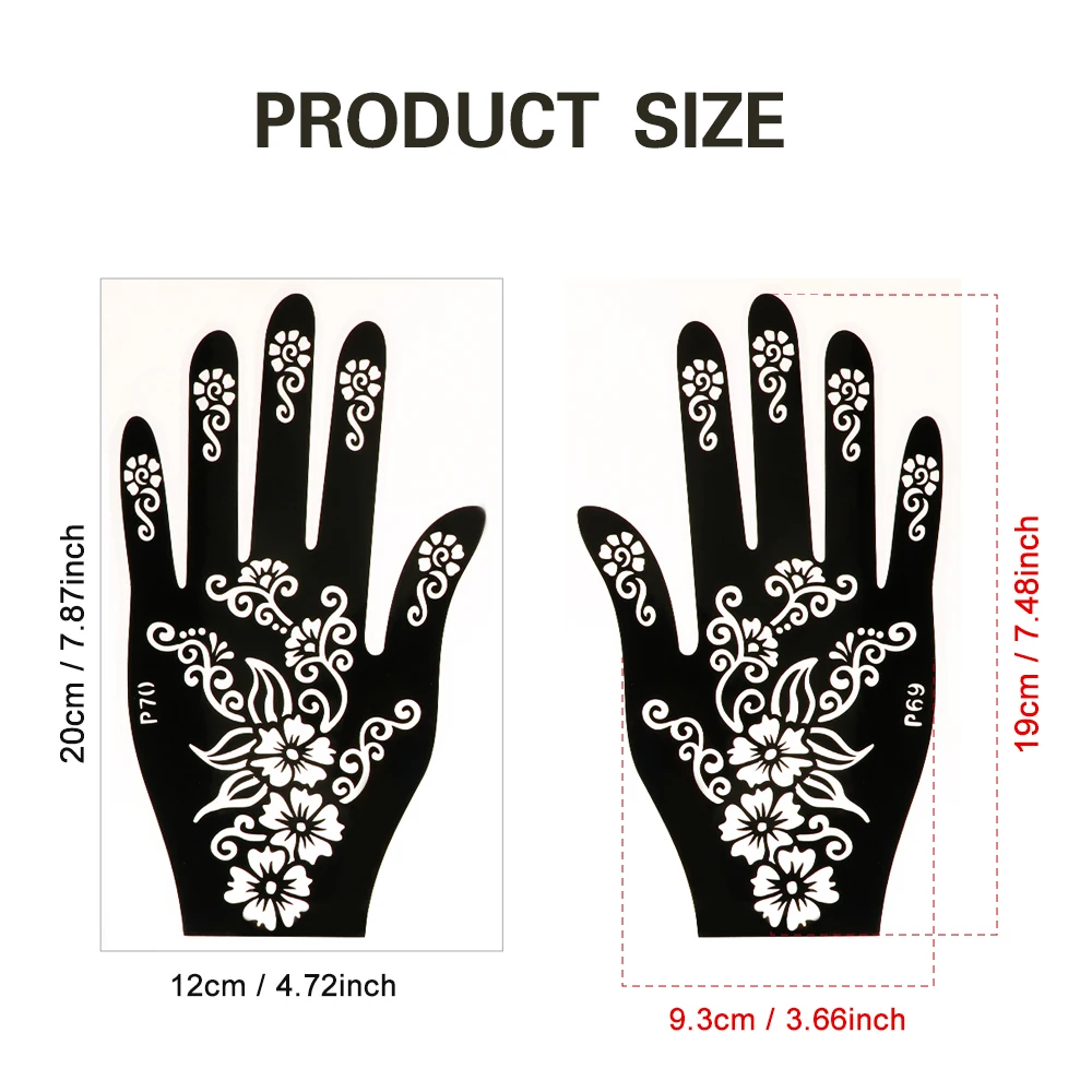 Temporary Tattoo Hollow Henna Palm Tattoo Stencil Professional Wedding Tool Hand Foot Body Art Sticker Tattoo Stencil Template