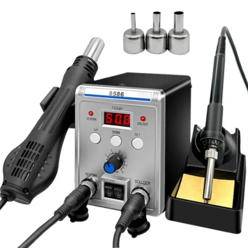 Professional 2-in-1 Rework Station Multifunctional Hot Air Gun Soldering Iron Digital Display Mobile Electrician Repair Tool