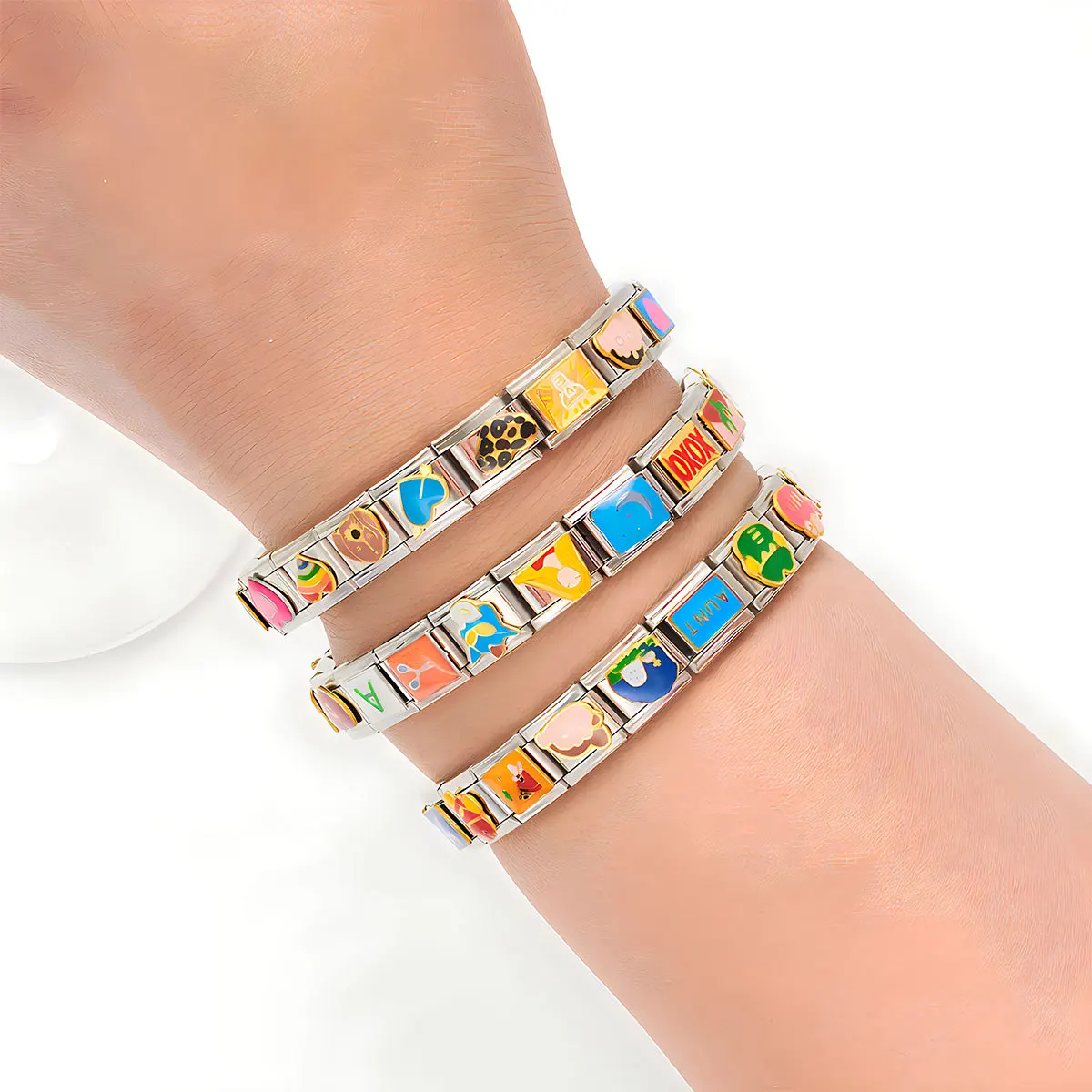 New Fashion 26 Letters A-Z Italian Charm Links Fit 9mm Bracelet Stainless Steel DIY Fashion Women Bracelet Jewelry Making