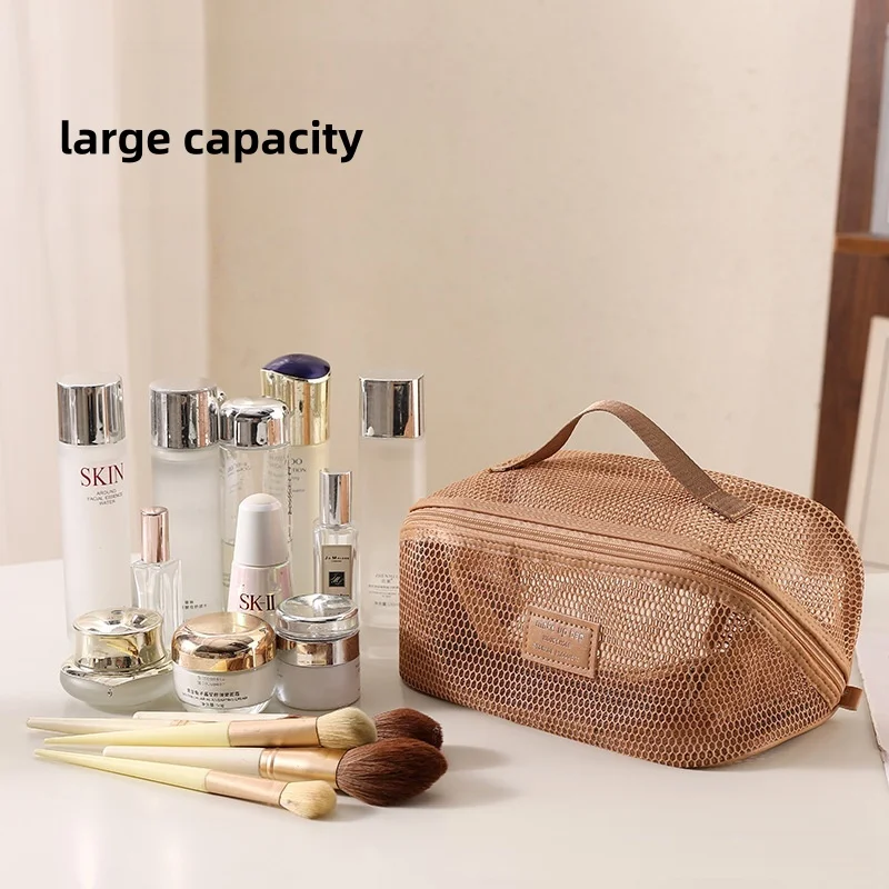 Direct Factory Supply Portable Large Clear Mesh Makeup Bag High End Travel Organizer For Storing Womens Cosmetics And Toiletries