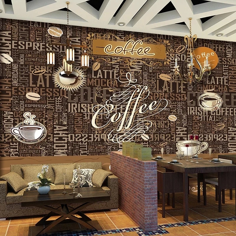 Custom Mural Wallpaper 3D Retro Personality Coffee Shop Restaurant English Letter Living room sofa TV background wall bedroom 8d