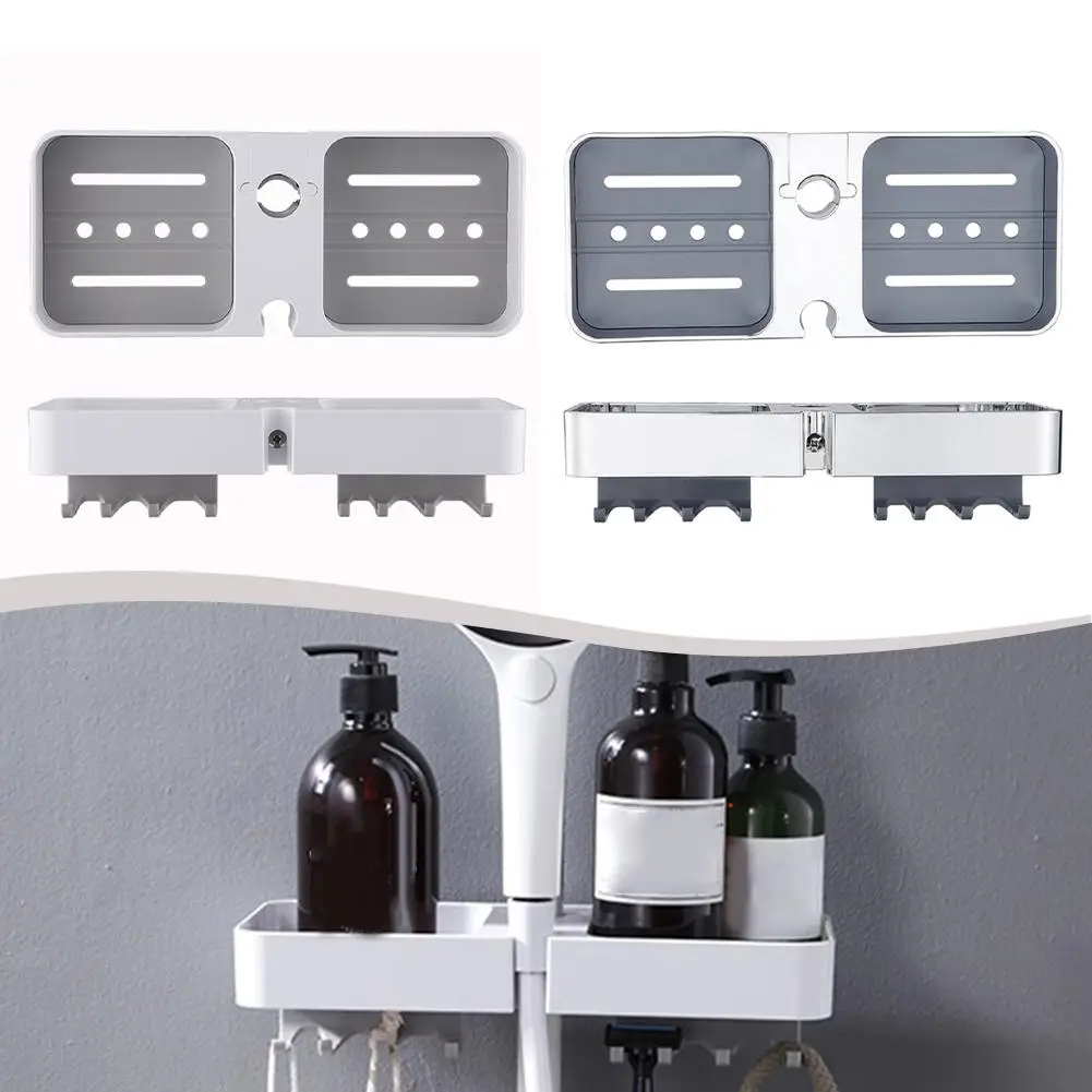 

1 комплект, полка для душа, монтажные кронштейны для душа, полка для душа, полка для душа большой емкости, без дрели, двухстороннее хранилище, 8 крючков, душа