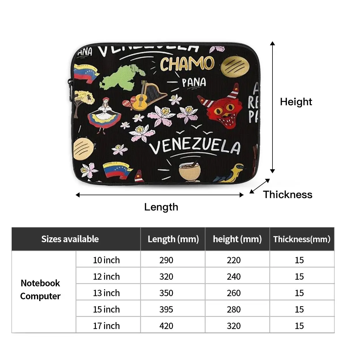 Arepas Venezuela Notebook Laptop Bag Case Pouch 10 12 13 15 17 Inch For Macbook Air Pro Tablet Shockproof Case Bag