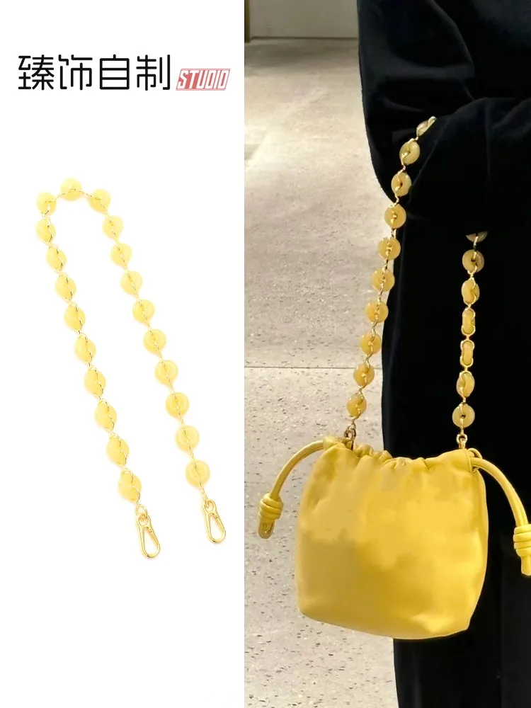 New Lucky Bag Donut Chain Renovation Crossbody Underarm Bag with Jade Charm Short Chain for Handbag