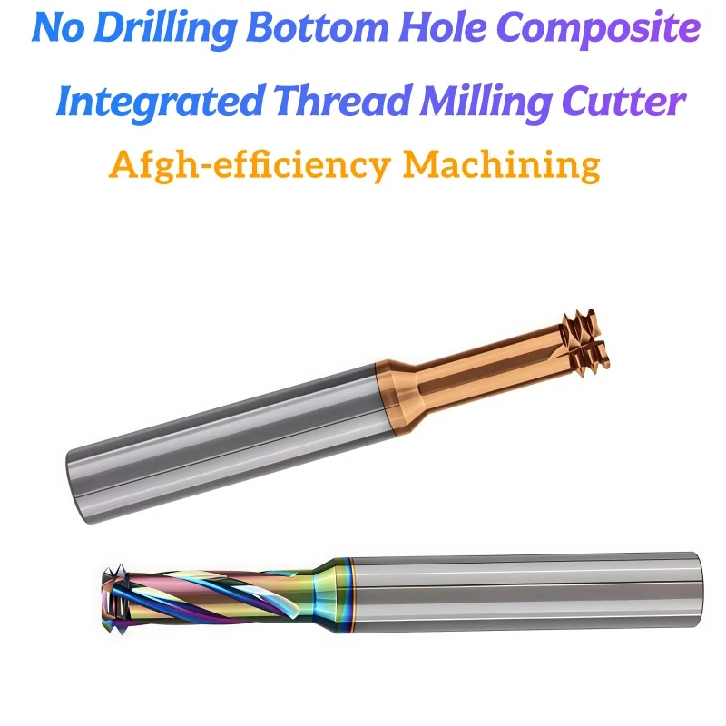 1PCS No Drilling Bottom Hole Composite Integrated Thread Milling Cutter  M1.6-12 For Aluminium/Steel CNC Machine Solid
