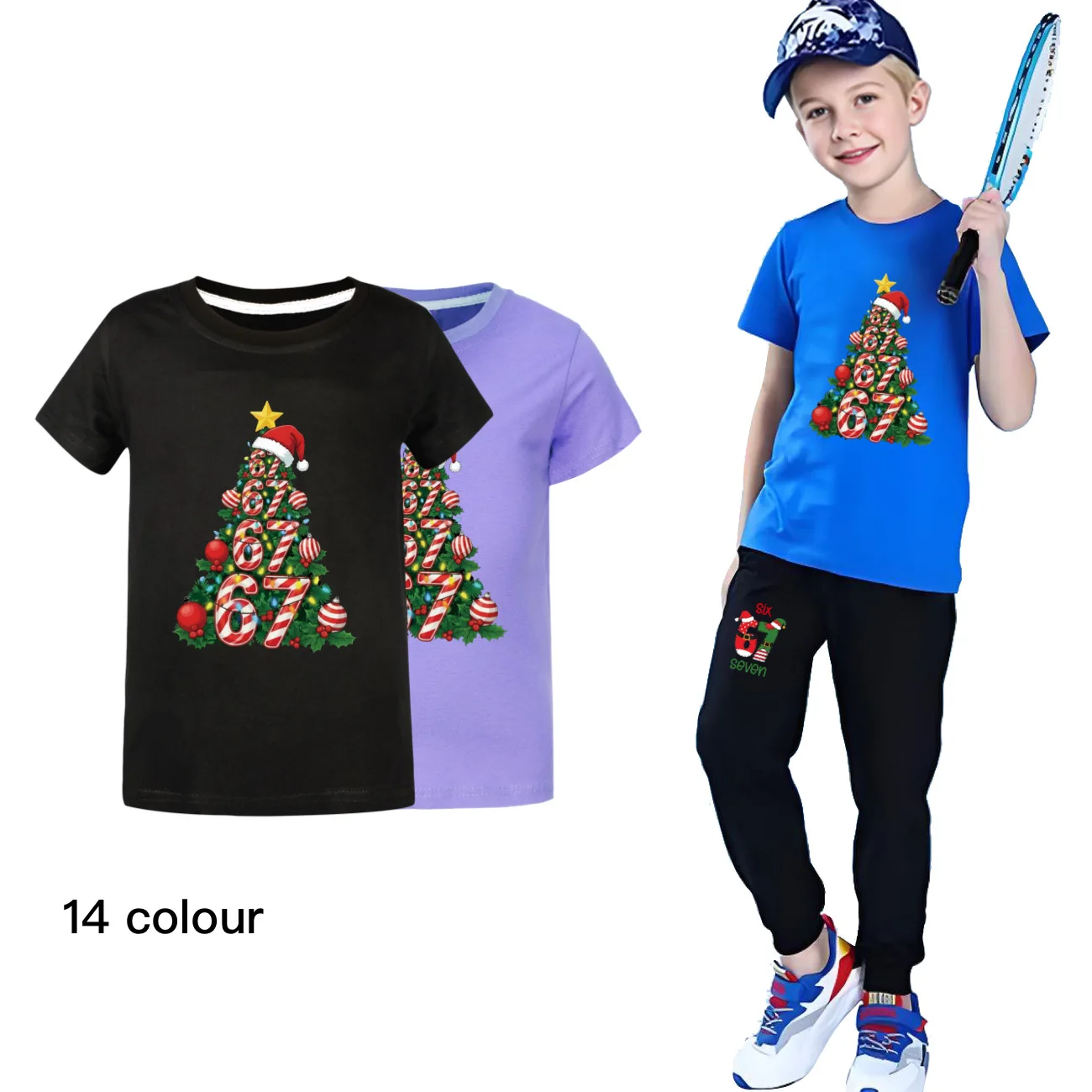 عيد الميلاد ستة سبعة Camisetas الاطفال 67 Brainrot التي شيرت الفتيان الصيف قصيرة الأكمام بلايز الفتيات القطن الخالص تي شيرت ملابس الأطفال #1