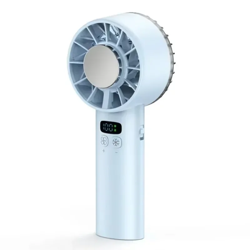 Rechargeable Portable Handheld Fan Digital Display Turbo Cooling For Summer Outdoor Travel Office Desk Strong Wind USB Charging