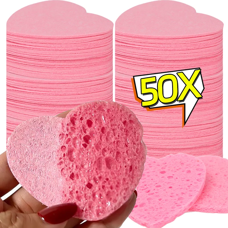 20/50Pcs Face Wash Puff SPA Massage Cleaning Sponge Natural Wood Pulp Compress Facial Wash Sponge Cleaning Makeup Remover Tools