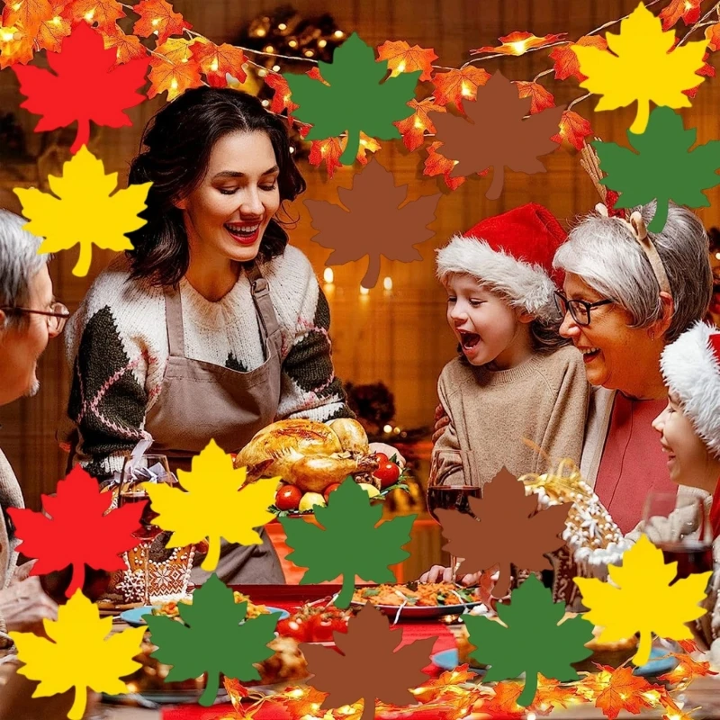 60 بطاقة شكر فارغة تتميز بنمط أوراق القيقب وورق الخريف المميز وديكورات الحفلات K1KF