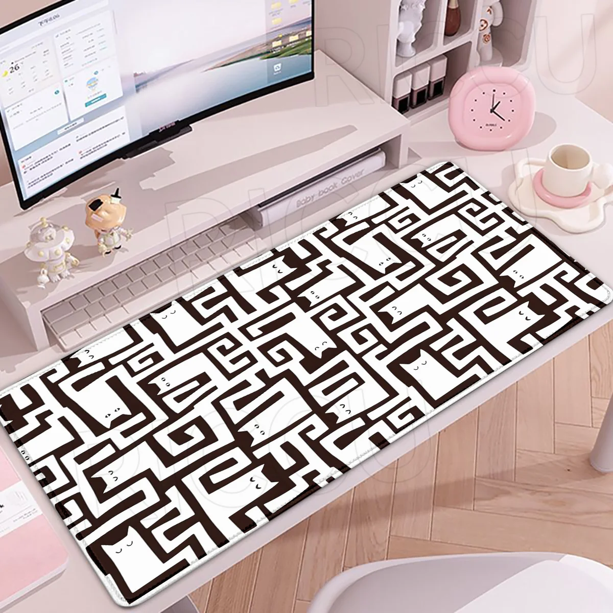 

Checkered Cute Cat Kitten Mousepad Office Desk Mat XXL Mouse Pad Computer Type Carpet Player Laptop Accessories protective pads