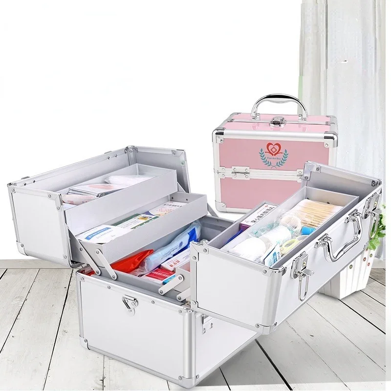 Large Double Open Medicine Storage Box, Household Capacity, Family Multi-Layer Medicine Case, First Aid Outcalls Medical Care