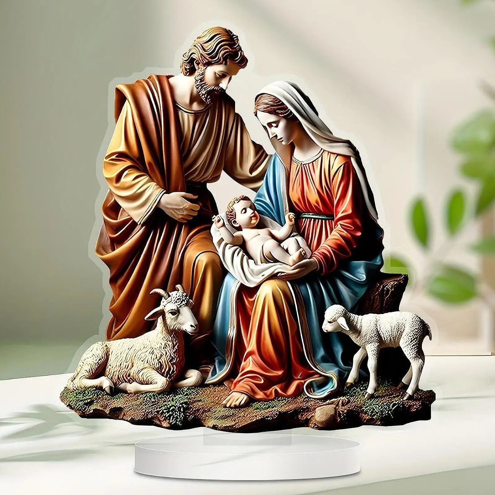 Virgin Mary and Jesus Statue Christmas Nativity Figurines for Living Room