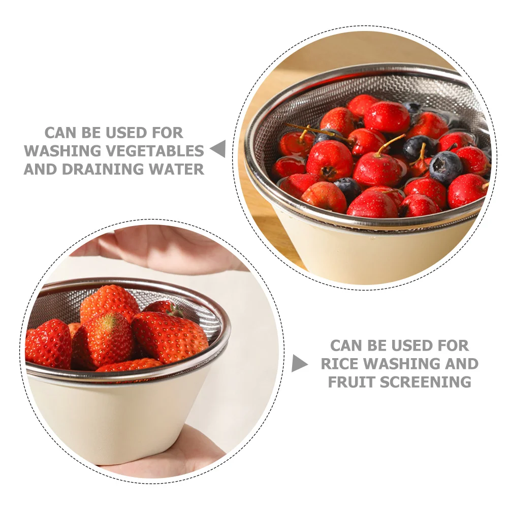 

1Set Mesh Strainer Basket Drainer with Fine Mesh Colander Bowl for Kitchen Use Vegetable Fruit Washing Basin 14Cm