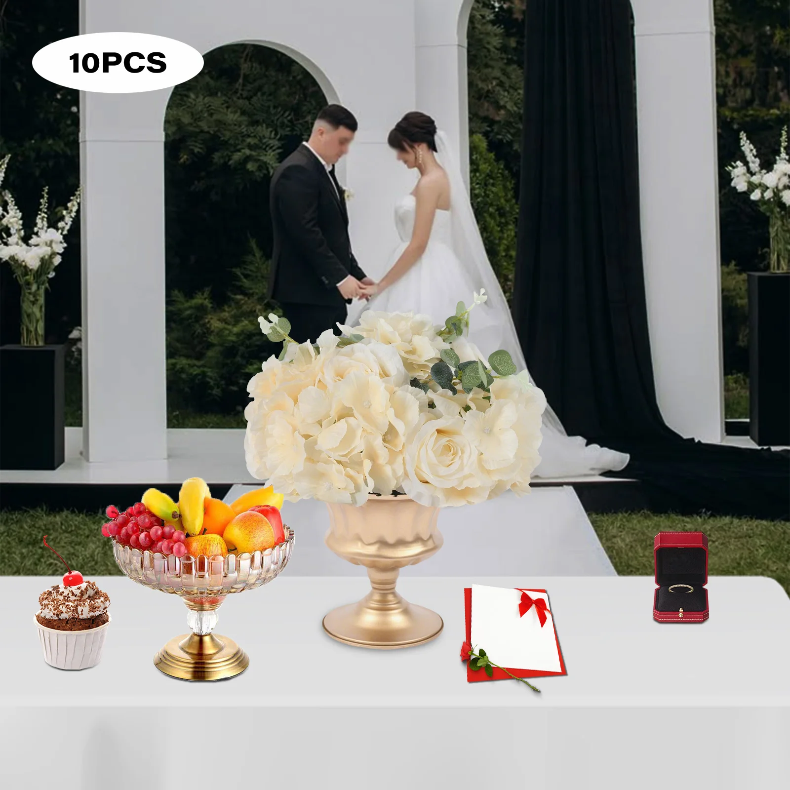 

10 Pcs Fake Flowers Roses Balls for Centerpieces Tables, Artificial Rose Arrangements for Wedding Centerpiece Table Decorations