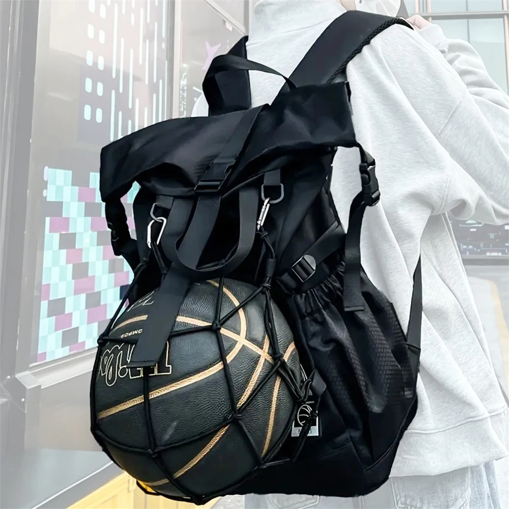 

Multifunction Outdoor Sport Helmet Backpack Men Women Basketball Backpack Hip Hop Techwear Waterproof Roll-top Riding Travel Bag