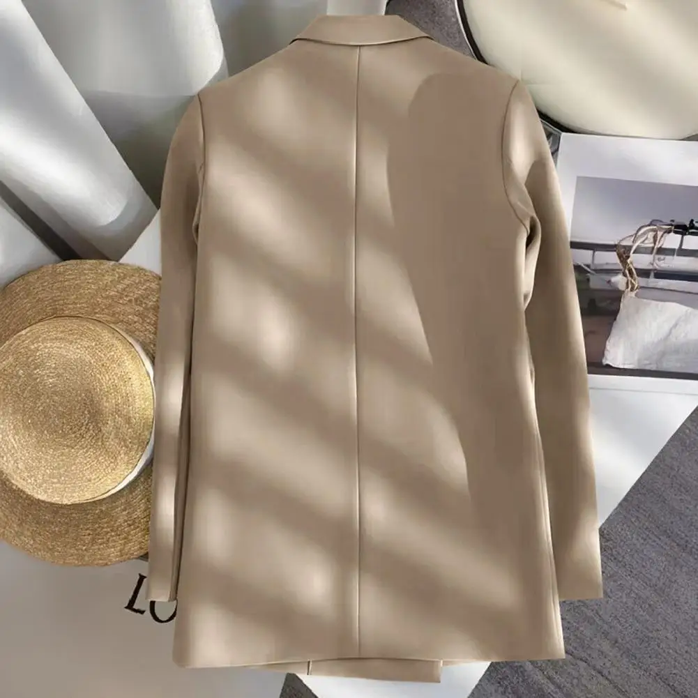 سترة بدلة نسائية أنيقة معطف بدلة مزدوج الصدر مع طية صدر السترة وأكمام طويلة سترة صوفية غير رسمية متعددة الاستخدامات للأناقة