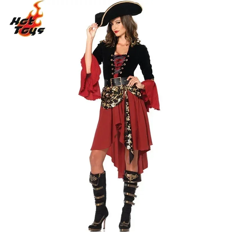 Pirates of the Caribbean Captain Costume for Women, Vintage, Medieval, Sexy, Halloween, Cosplay, Gothic, Barricade Dress