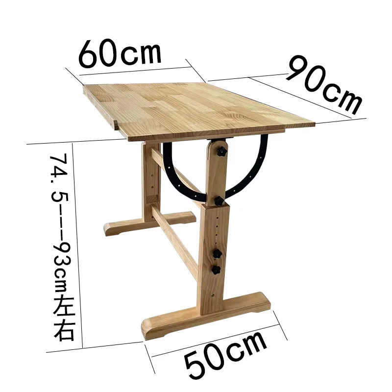 Solid wood student painting table, sketching table, work desk, writing desk, adjustable angle lifting table