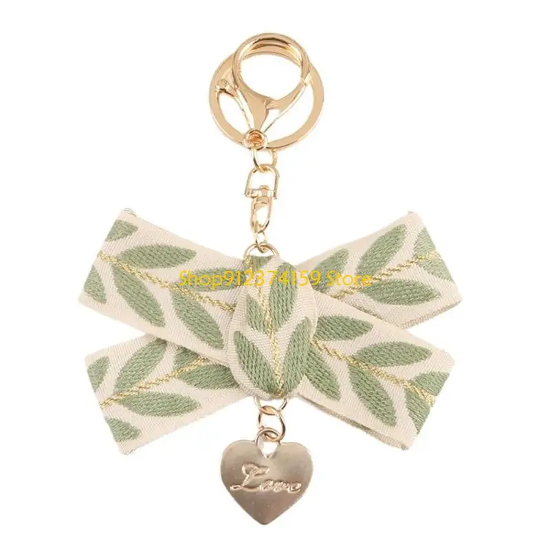 G5AE Pearl-Shell Pendant Keyrings Leaf Pattern Keychain Car Key Holder for Women