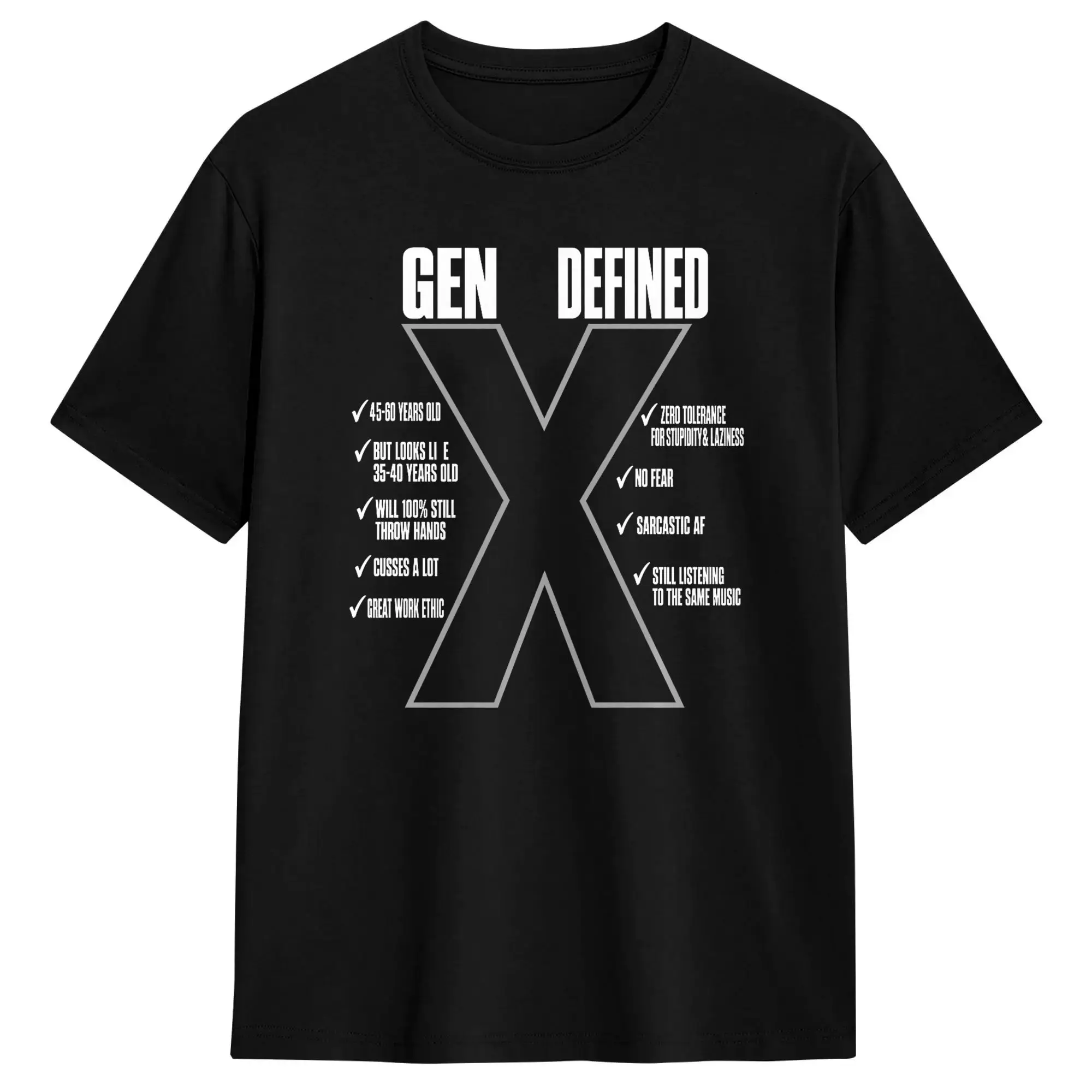 Harajuku T-Shirt Beach Gen X Defined Funny Retro Vintage Generation X Novelty T-Shirts  Pure Cotton Tshirt for Male Y2K Top Tees