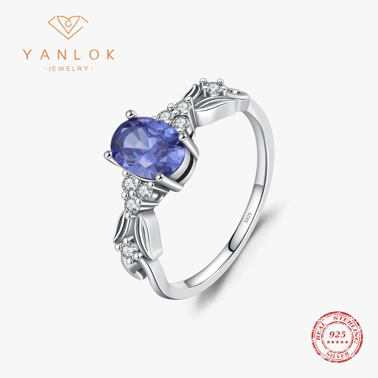 

YANLOK Vintage Mermaid Tail Texture Tanzanite Color CZ Ring For Women 925 Sterling Silver Luxury Cocktail Rings Fine Jewelry