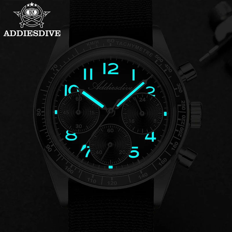 ADDIESDIVE Orologio da uomo nuovo VK63 Cronografo al quarzo Lunetta in ceramica Orologio da polso di lusso Luminoso 100 m Impermeabile Acciaio inossidabile 316L