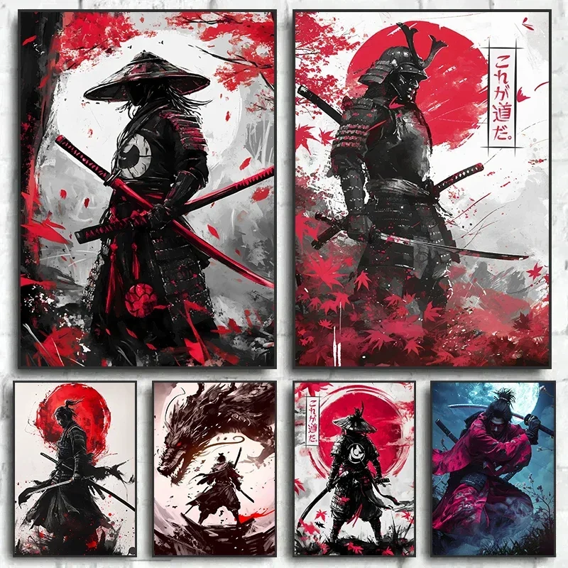 Japanische Samurai Krieger 5D Diamant Malerei Kreuzstich Mosaik Kits Home Dekoration Wandaufkleber DIY handgemachtes Geschenk