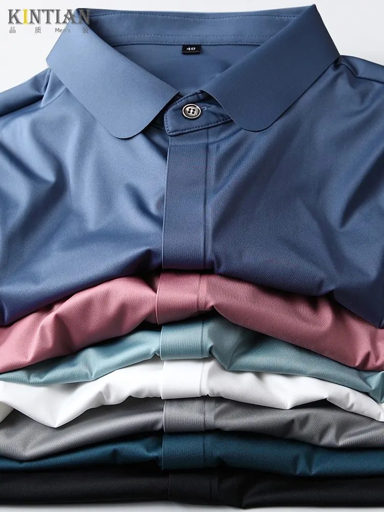 

Высококачественные шелковые гладкие мужские часы без железа из ледяного шелка ort Sve Elastic Busin Casual White irt Men Summer Slim Fit Butt...