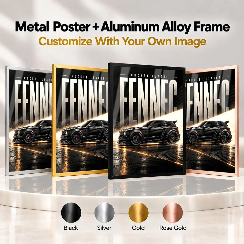 Rocket League Fennec Game Car Framed Metal Print Personalized Dramatic Lighting Illustration Wall Art For Entertainment Room