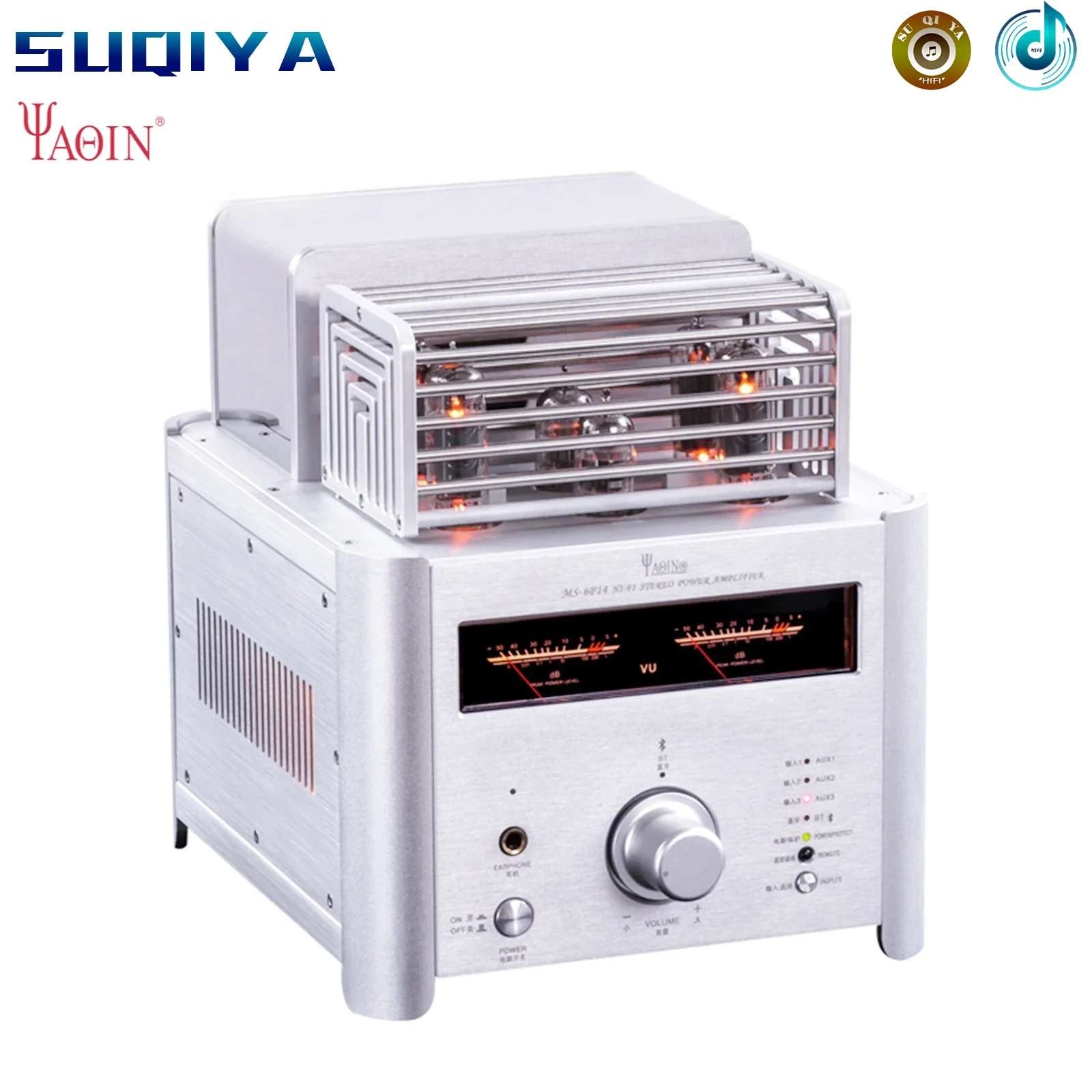 

YAQIN MS-6P14 Imported EL84 Vacuum Tube Bluetooth Amplifier 11W*2 Fever HiFi High Power Desktop Speaker Factory Direct Sales