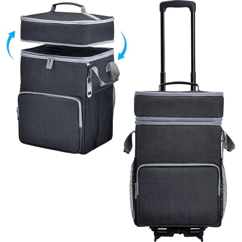

Large Rolling Cooler, Leakproof Insulated Soft Cooler Bag with Wheels and Handle Collapsible for Beach Camping Patio Trav