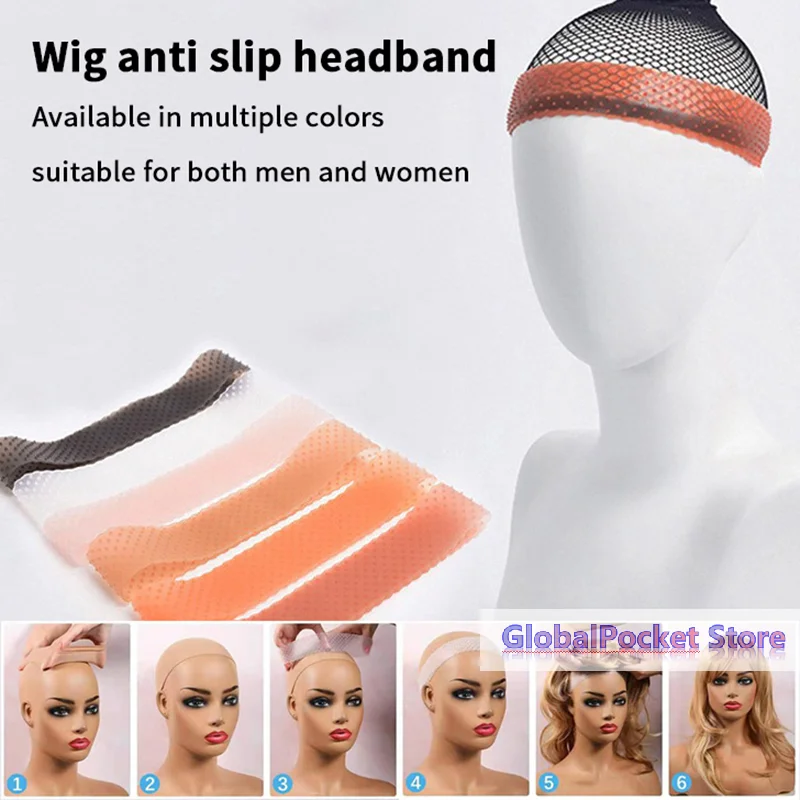 [TG823]Silicone Elastic Wig Grip Band For Fix Wigs Sport Transparent Black Brown Yoga Sweatproof Non Slip Headband Seamless