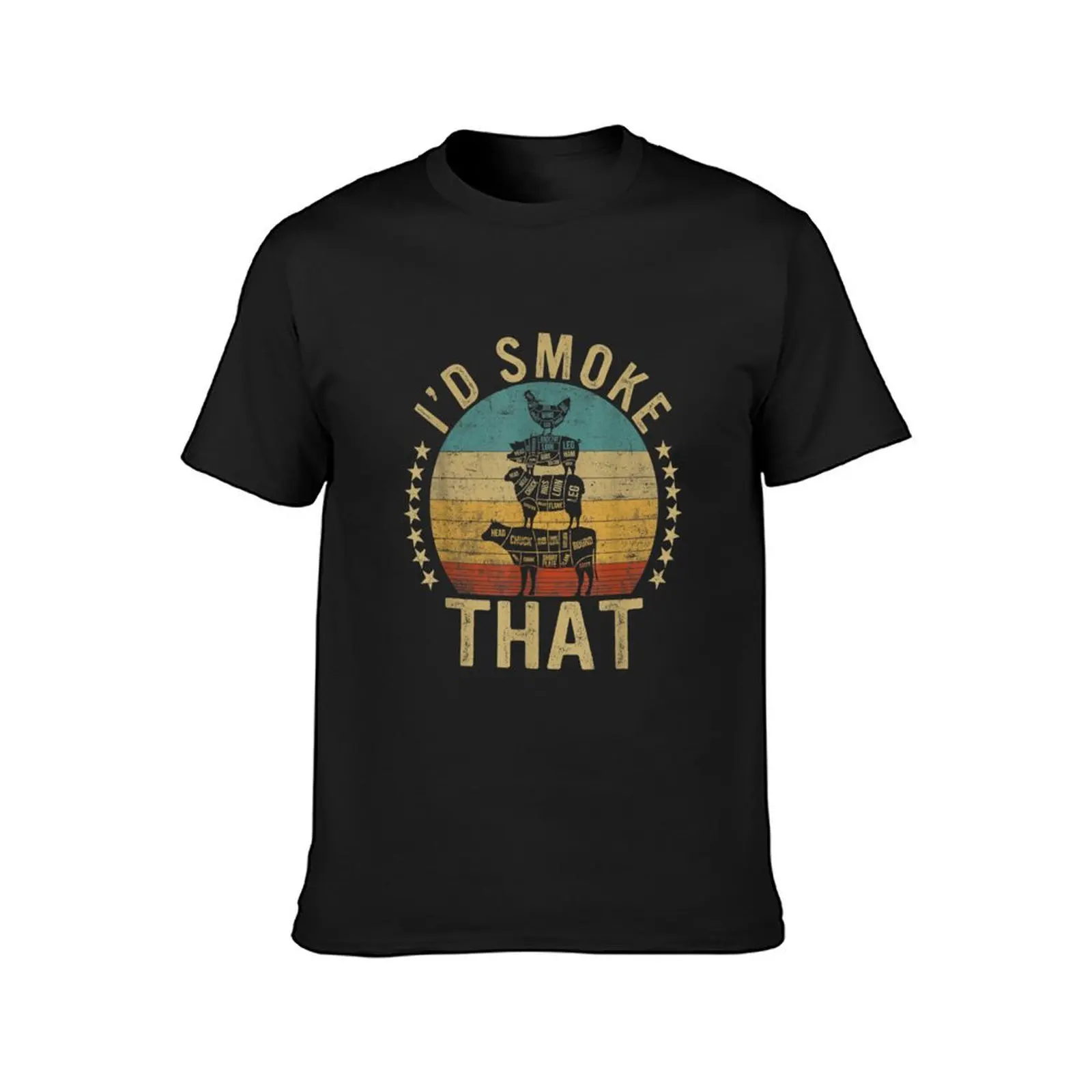 Funny Bbq I'd Smoke That Barbeque Retro Grilling Gift T-Shirt Blouse cute tops summer tops mens clothing