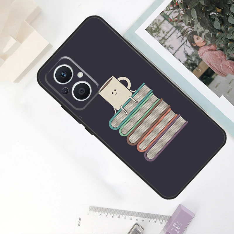 Read Books illustration Case For OPPO Reno 10 Pro 11 F 8T 4Z 5Z 4 5 6 7 8 Lite OPPO Find X5 X6 Pro X2 X3 Lite Cover