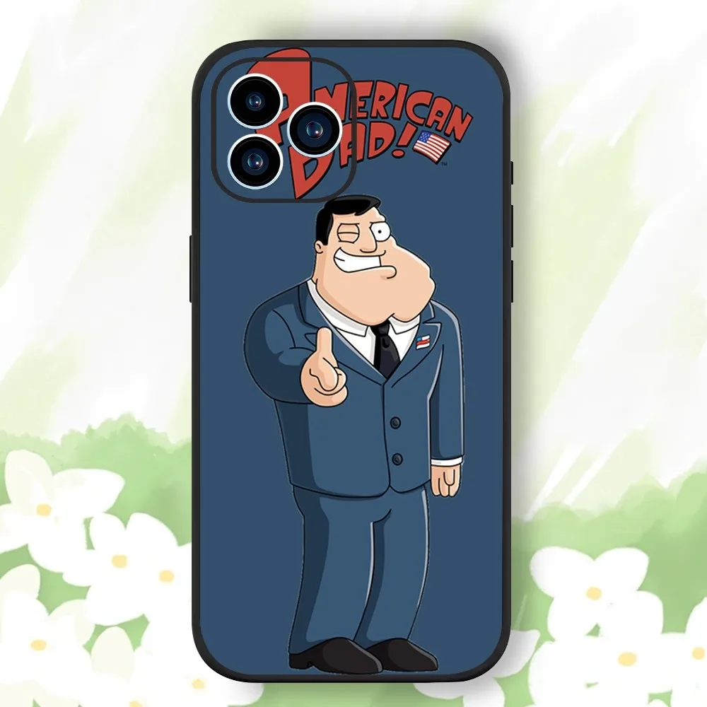 Cartoon A-American Dad Phone Case For iPhone 15,14,13,12,11,XS,XR,X,8,7,Pro,Max,Plus,mini Black Silicone Shell Cover