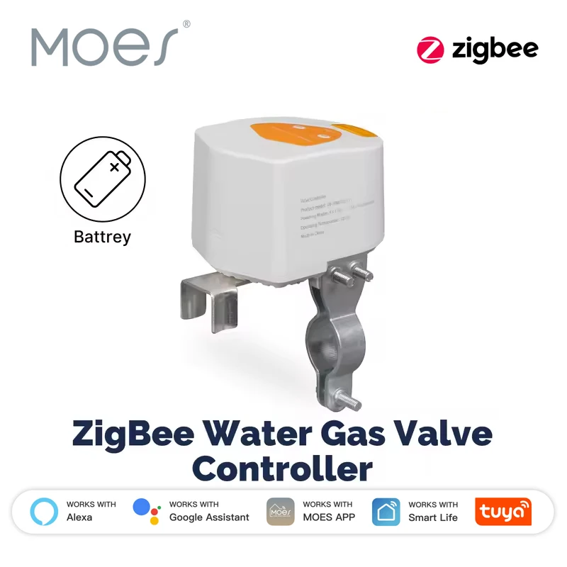 

MOES Tuya Smart ZigBee Water Gas Valve Controller battery Automatic Low Power Consumption Voice Control with Alexa Google Home