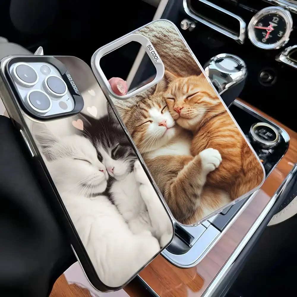 

Kiss Cat Cute Kitten Phone Case For iPhone17,16,15,14,13,12,11 Plus,Pro Max White Matte Shockproof Cover