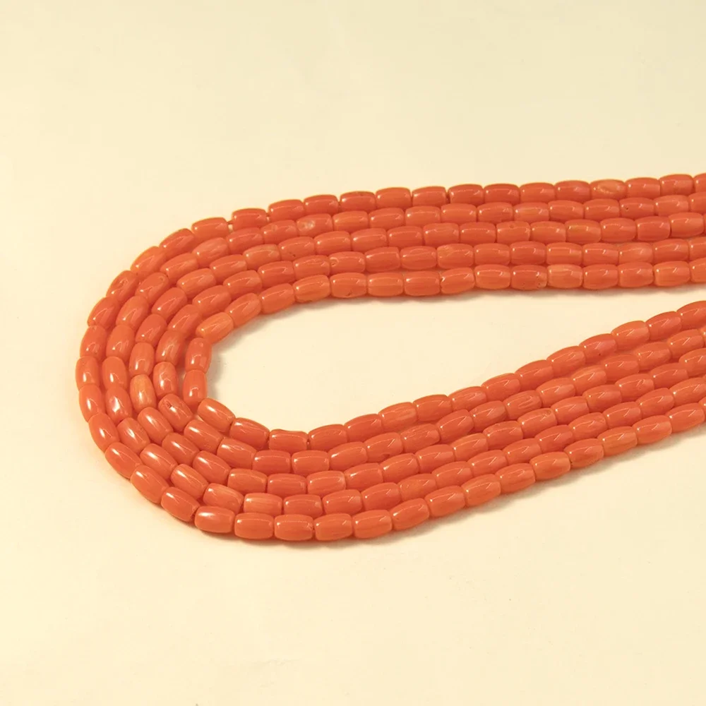 الصف 4x6 مللي متر المرجان الطبيعي الخرز ستراند البرتقال خرزة مباعدة رائعة شكل دلو لصنع سوار ذاتي الصنع قلادة القرط #5
