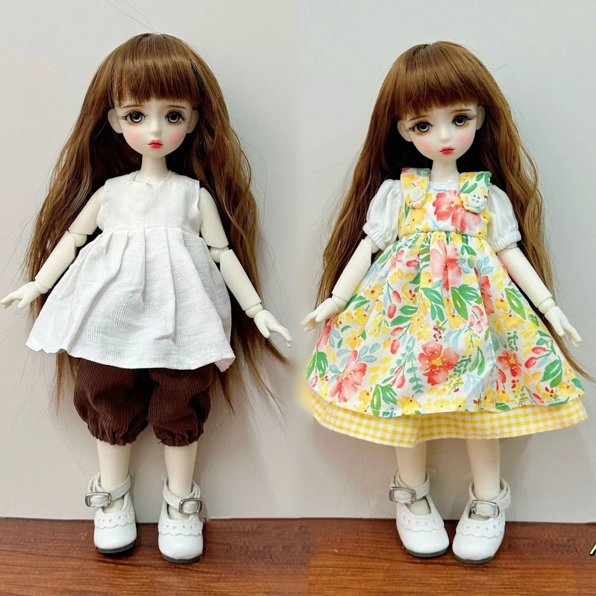 30cm Doll Hand Sewn Buttonhole Dress 1/6 BJD Doll Clothes and Shoes Set Doll Accessories