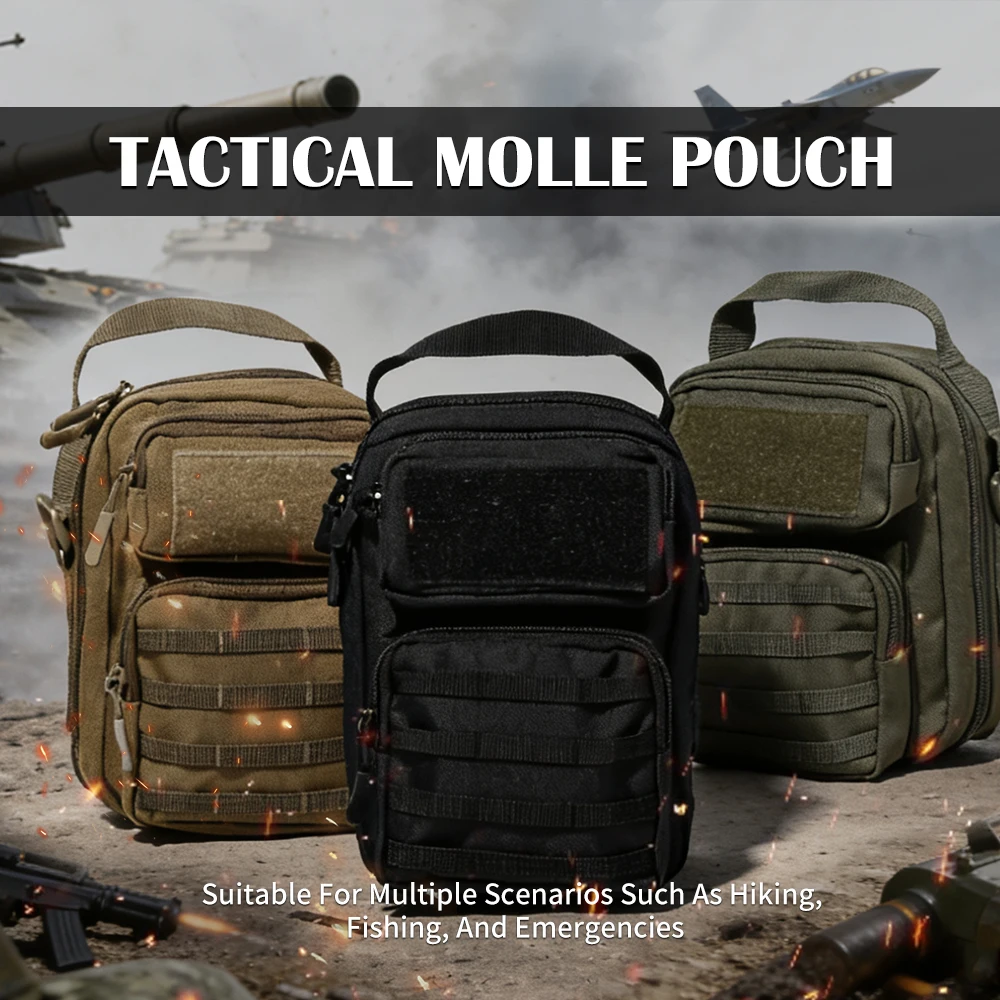 Tactical MOLLE Pouch for Climbing, Hiking, Skiing&Cycling, Crossbody Bag, Shoulder Bag, Handle Bag, Waist Bag, Outdoor Gear Bag