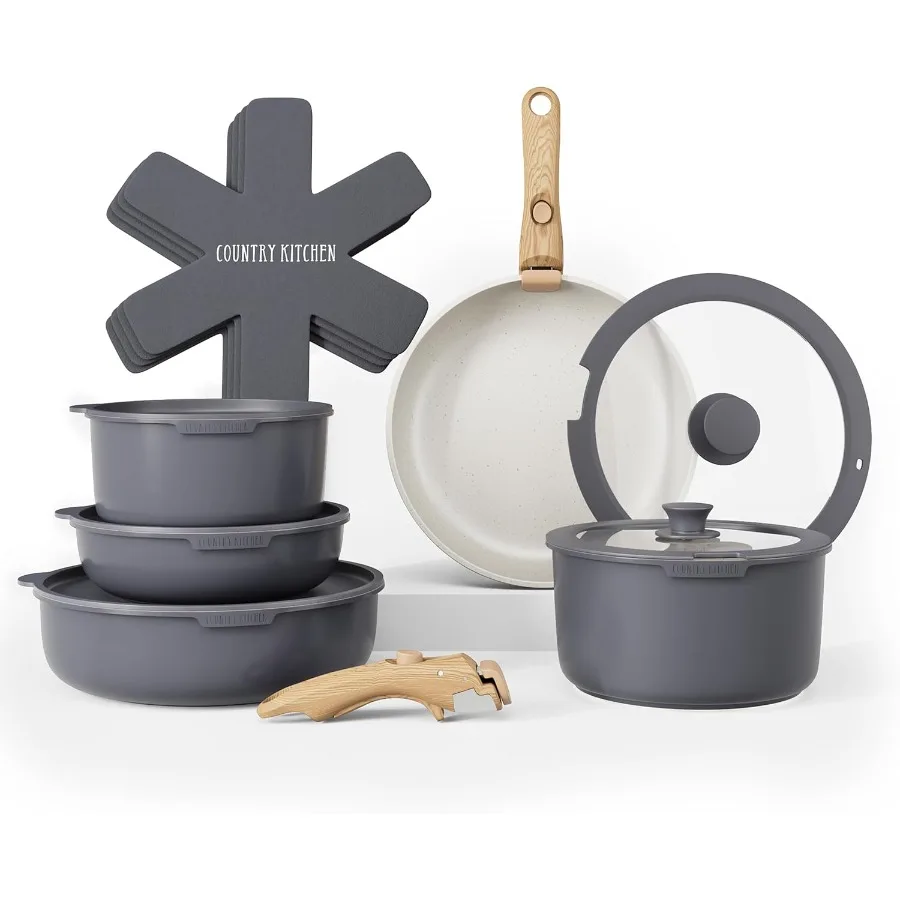 

Premium Cookware Set with Removable Handles for Versatile Kitchen Use Oven and RV Safe Designed for Easy Storage and Cooking Ef