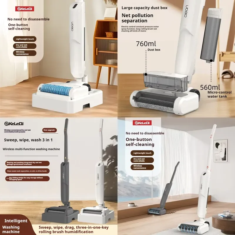 Portable Mopping Wireless Floor Washer Cordless Vacuum And Mop All-in-one Floor Cleaner
