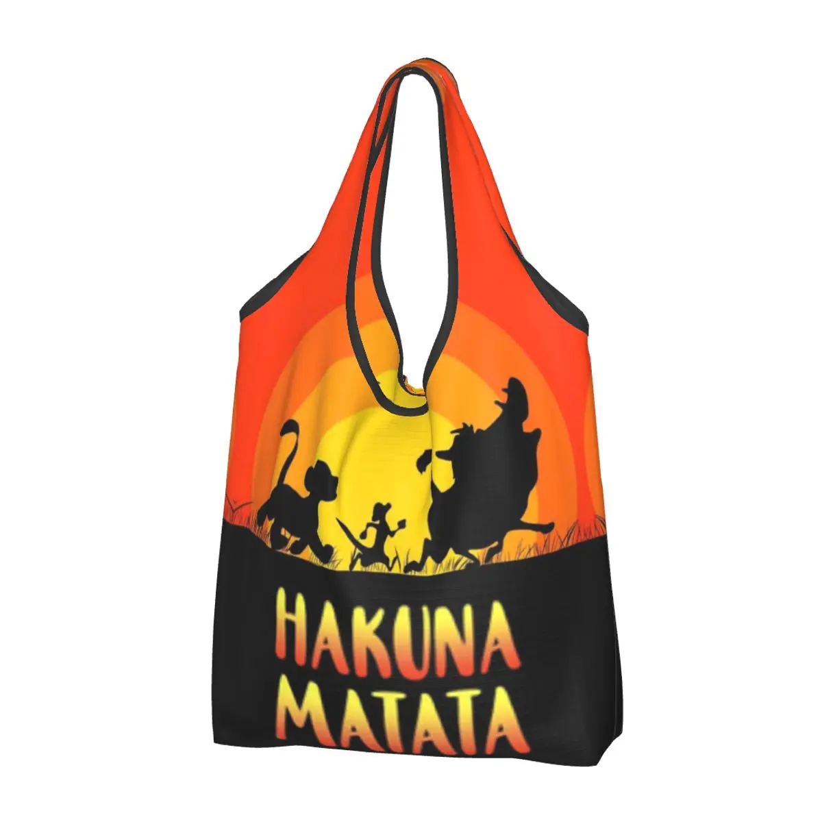 Kustom Lion King tas belanja wanita portabel kapasitas besar bahan makanan Hakuna Matata tas belanja Tote