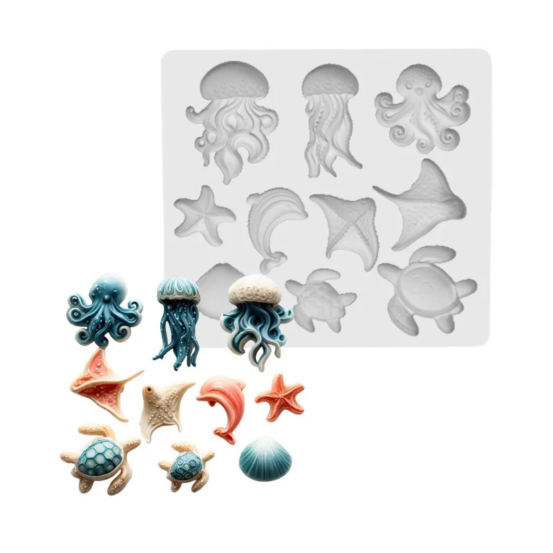 Ocean Starfish Shell Silicone Mold Crab Fondant Cake Baking Diy Handmade Three-dimensional Decoration Baking Accessories