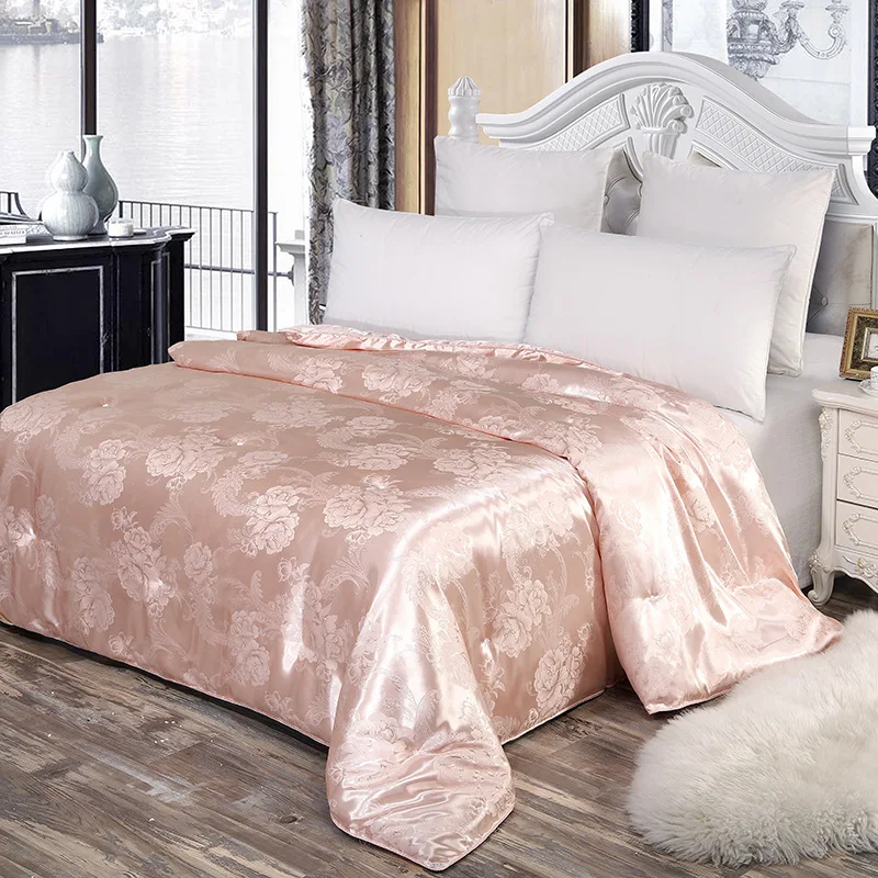 Real Luxury Silk Quilts Twin Queen King Full Size Spring Autumn Conditioning Quilt Blanket Comforter Bedding Cover Jacquard Home