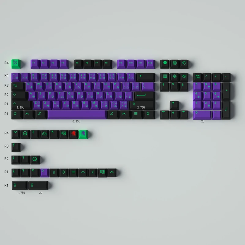 EVA-01 Mechanical Keyboard Keycaps PBT 23/129 Keys Cherry Profile DYE-Sub For MX Switch With 6.25U Space Bar