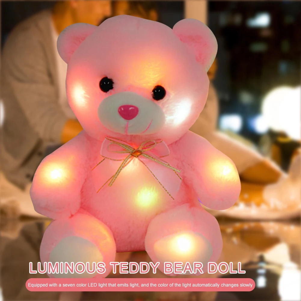ตุ๊กตาหมีเรืองแสง LED สีสันสดใส ใช้แบตเตอรี่ ตุ๊กตาหมีน่ารัก เหมาะสำหรับเป็นของขวัญวันวาเลนไทน์ วันเกิด วันแม่