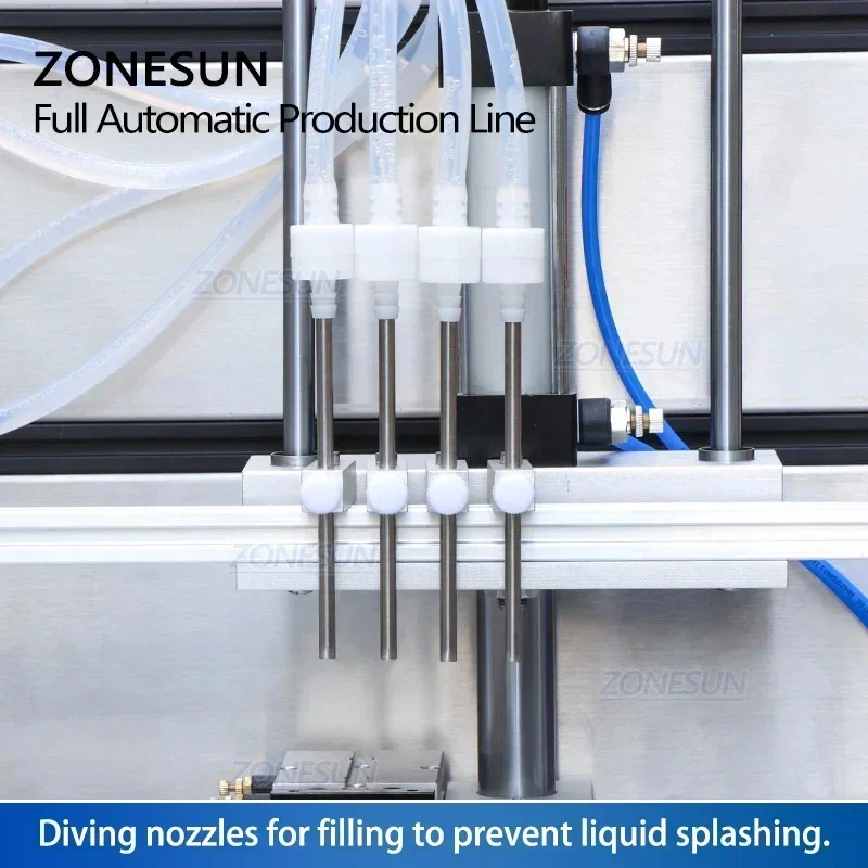 ZONESUN ZS-FAL180R6 Linea etichettatrice per tappatura e riempimento di bottiglie liquide completamente automatica con sigillatrice a induzione