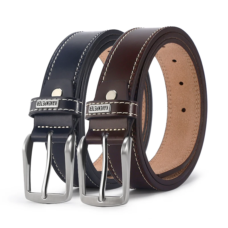 

Luxury Designer Belts for Men Vintage Cow Spilt Genuine Leather Pin Buckle Waist Strap Belt for Jeans High Quality