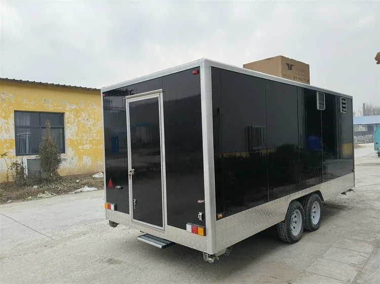 Customized Factory Price Mobile Street Food Truck Fully Equipment Food Trailer Square Hamburgers Pizza Bbq Fast Food Trailer For